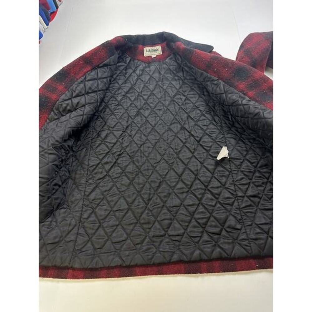 Vintage LL Bean Buffalo Plaid‎ Wool Peacoat Jacket Coat Womens Medium - Picture 6 of 10